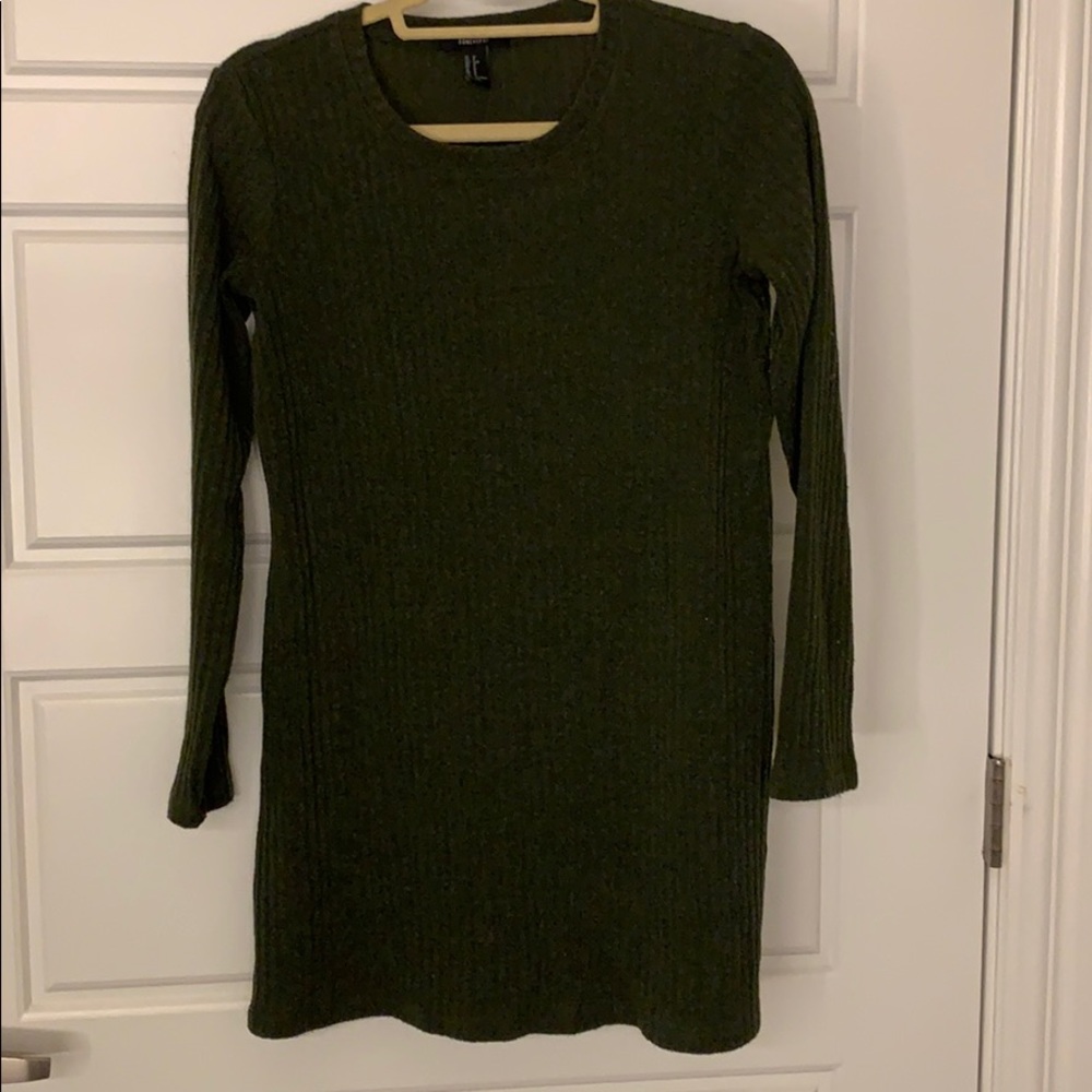 Olive green sweater dress